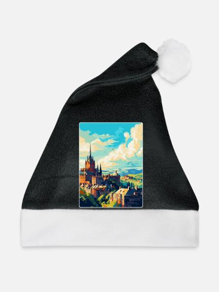 Edinburgh Schottland Großbritannien Reiseposter Souvenir WPA - Weihnachtsmütze - Schwarz/Weiß - Vorne