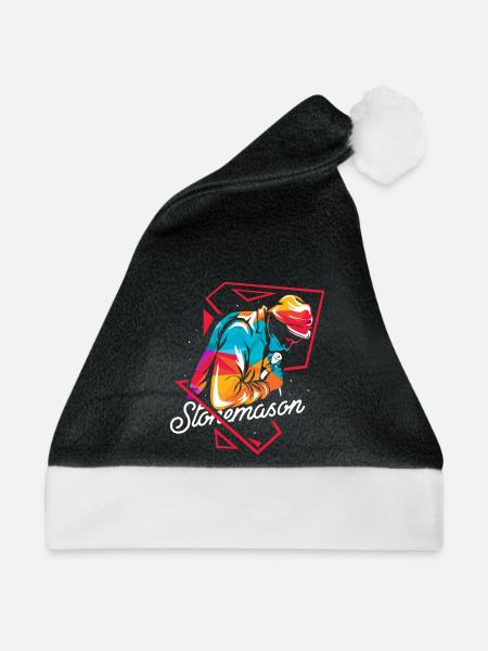 Kantiger Steinmetz Polygonmauerwerk - Weihnachtsmütze - Schwarz/Weiß - Vorne