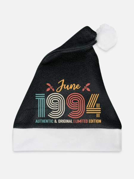 Juni 1994 Geburtstag Juni 1994 Retro Juni - Weihnachtsmütze - Schwarz/Weiß - Vorne