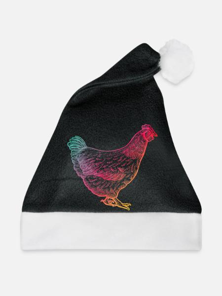 Huhn - Weihnachtsmütze - Schwarz/Weiß