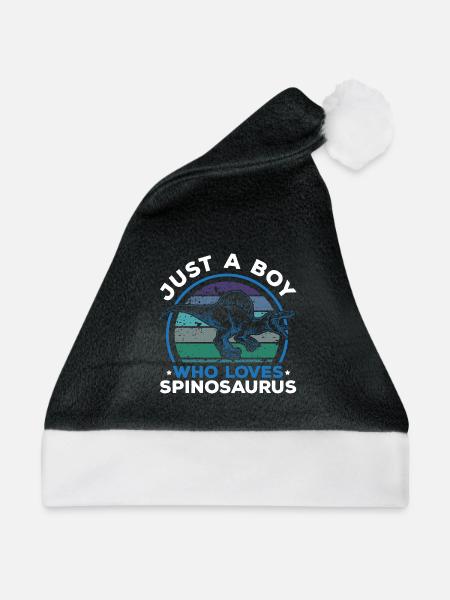 Just A Boy Who Loves Spinosaurus Dinosaur Dino - Weihnachtsmütze - Schwarz/Weiß - Vorne