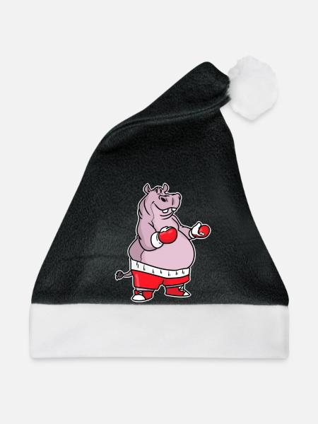 Schlagfertiges Nilpferd Boxring - Weihnachtsmütze - Schwarz/Weiß