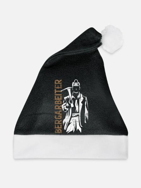 Kräftiger Bergmann Untertagebau - Weihnachtsmütze - Schwarz/Weiß - Vorne