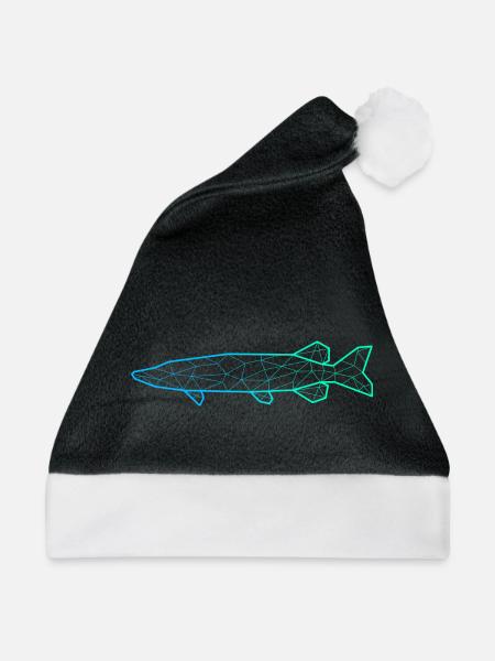 Hecht Angeln Polygon Fisch Fischer Angler - Weihnachtsmütze - Schwarz/Weiß