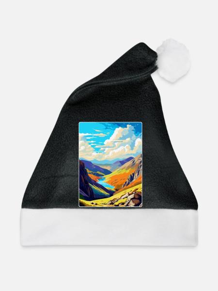 Helvellyn Cumbria Vintage Reiseposter Souvenir - Weihnachtsmütze - Schwarz/Weiß - Vorne
