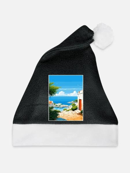 Apulien Italien Vintage Reiseposter WPA Souvenir - Weihnachtsmütze - Schwarz/Weiß - Vorne