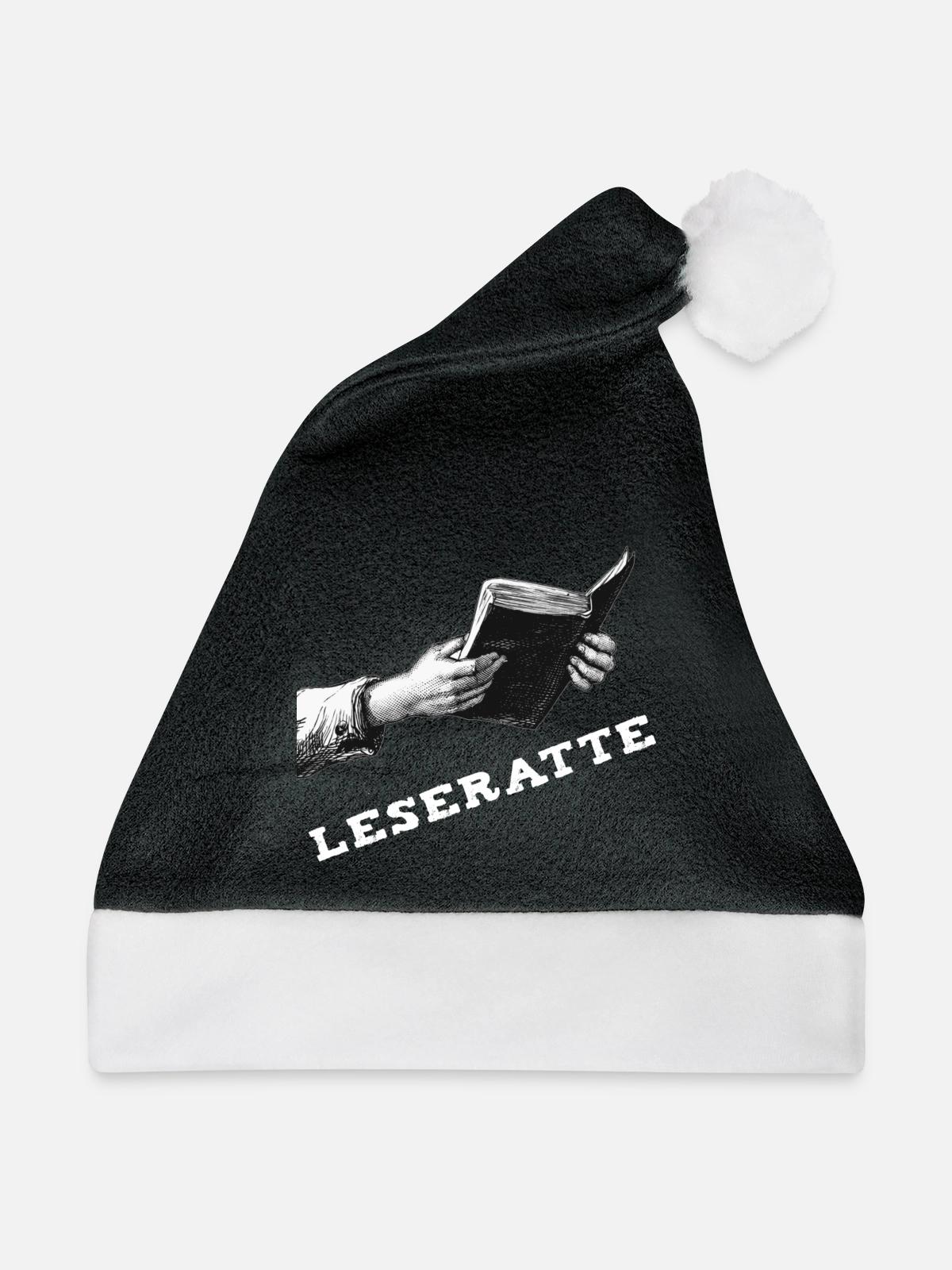Buch – Leseratte - Weihnachtsmütze - Schwarz/Weiß - Vorne