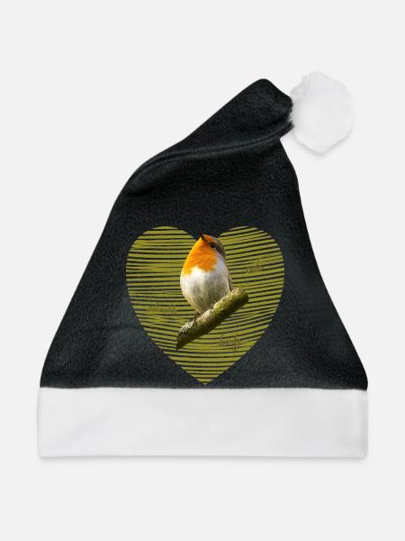 Rotkehlchen Singvogel - Weihnachtsmütze - Schwarz/Weiß