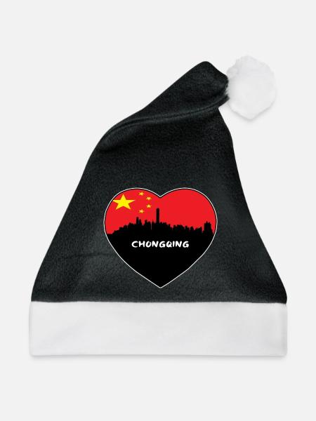 Flaggen-Skyline-Reise-Andenken Chongqings China - Weihnachtsmütze - Schwarz/Weiß