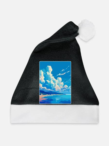 Côte D Azur Frankreich Côte d'Azur Frankreich Poster - Weihnachtsmütze - Schwarz/Weiß - Vorne