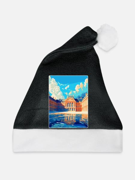 Versailles Frankreich Vintage Reiseplakat Souvenir - Weihnachtsmütze - Schwarz/Weiß - Vorne