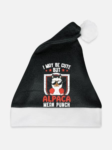 Ich mag niedlich sein, aber Alpaka bedeutet Kasper - Weihnachtsmütze - Schwarz/Weiß - Vorne