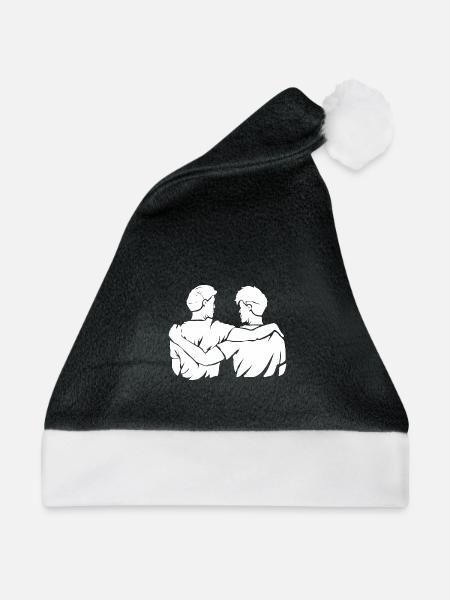 Beste Freunde Arm in Arm Partnerlook - Weihnachtsmütze - Schwarz/Weiß - Vorne