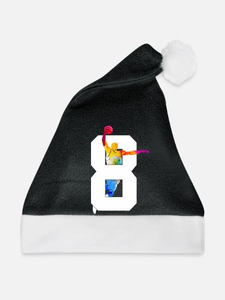 NUMMER 8 BASKETBALL 8. GEBURTSTAG - Weihnachtsmütze - Schwarz/Weiß - Vorne