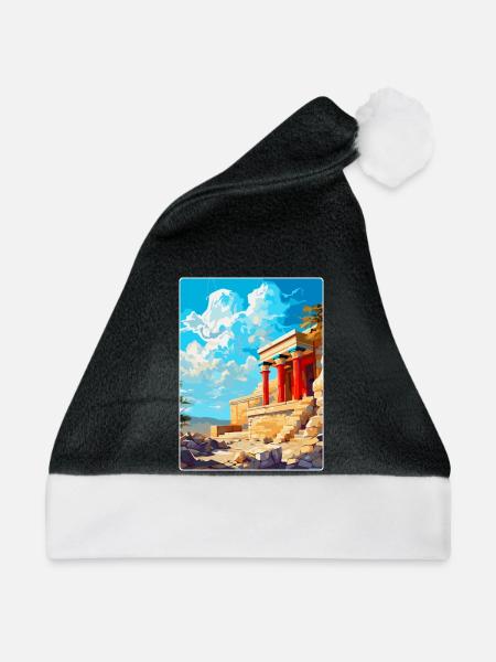 Knossos Palast Griechenland Vintage Reiseplakat WPA - Weihnachtsmütze - Schwarz/Weiß - Vorne