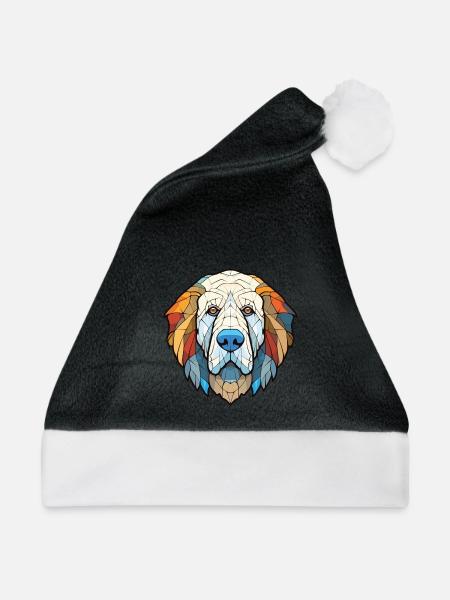 Pyrenäen-Mastiff-Hunderasse Aquarell-Illustration - Weihnachtsmütze -