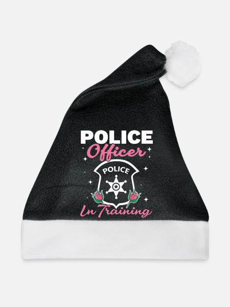 Polizeibeamter in Ausbildung Polizeibeamter - Weihnachtsmütze - Schwarz/Weiß - Vorne