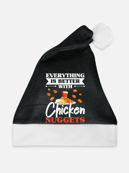 Alles ist besser mit Chicken Nuggets Nug Life - Weihnachtsmütze - Schwarz/Weiß - Vorne