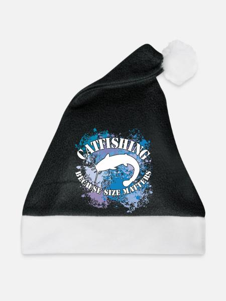 Wels Waller fischen Wels auf Farbklecksen - Weihnachtsmütze - Schwarz/Weiß - Vorne