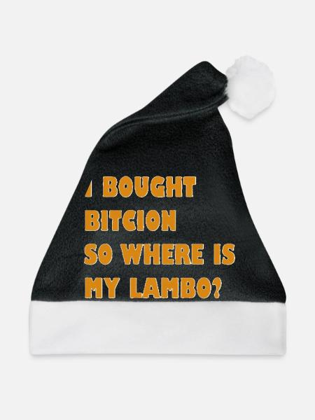 Krypto Meme: Wo ist mein Lambo? - Weihnachtsmütze - Schwarz/Weiß - Vorne