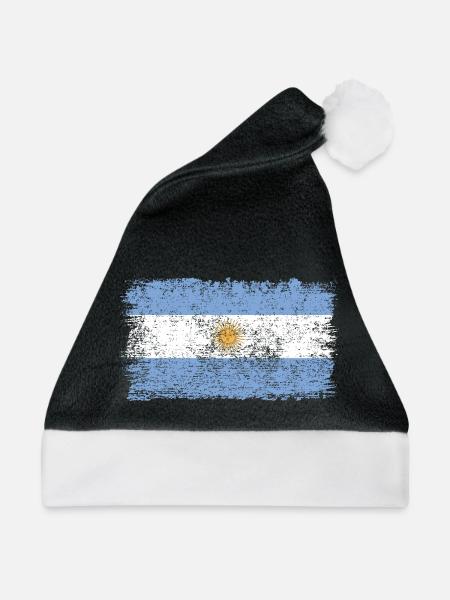 Argentinische Flagge Argentinien Argentinienflagge - Weihnachtsmütze - Schwarz/Weiß - Vorne