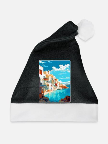 Naxos Griechenland Vintage Reiseposter WPA Souvenir - Weihnachtsmütze - Schwarz/Weiß - Vorne