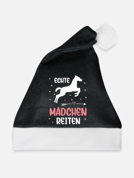 Echte Mädchen Reiten Pferde Mädchen - Weihnachtsmütze - Schwarz/Weiß - Vorne