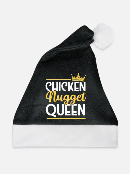 Chicken Nugget Queen Nug Life Nuggies Tendies - Weihnachtsmütze - Schwarz/Weiß - Vorne