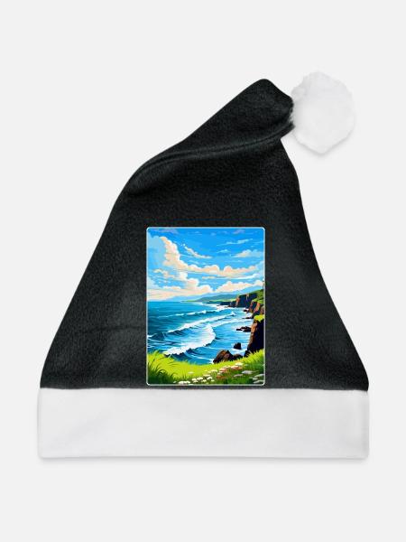 Nordküste 500 Schottland Großbritannien Vintage Reiseposter - Weihnachtsmütze - Schwarz/Weiß - Vorne