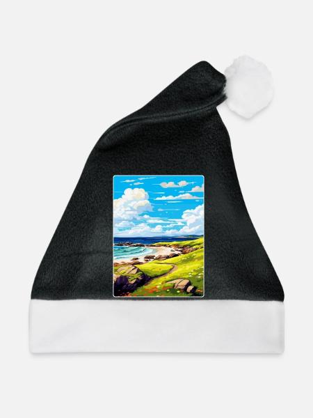 Isle Of Coll Schottland UK Vintage Reiseposter WPA - Weihnachtsmütze - Schwarz/Weiß - Vorne