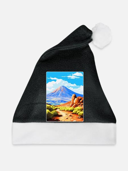 Teide Nationalpark Spanien Vintage Reiseplakat - Weihnachtsmütze - Schwarz/Weiß - Vorne