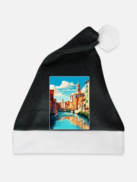 Girona Spanien Vintage Reiseposter WPA Souvenir - Weihnachtsmütze - Schwarz/Weiß - Vorne