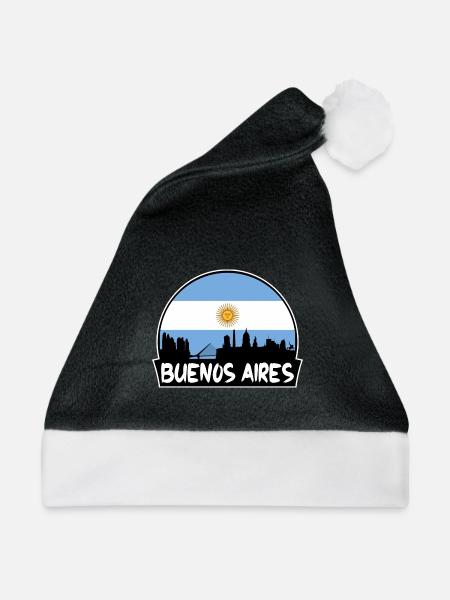Buenos Aires Argentinien-Flagge Skyline Silhouette Tra - Weihnachtsmütze - Schwarz/Weiß