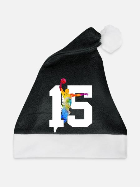 NUMMER 15 BASKETBALL 15. GEBURTSTAG - Weihnachtsmütze - Schwarz/Weiß