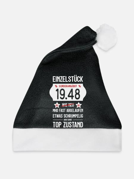 78. GEBURTSTAG 1948 EINZELSTÜCK PREISSCHILD - Weihnachtsmütze - Schwarz/Weiß - Vorne