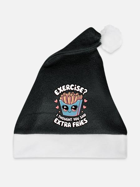 Übung? Ich dachte, du hättest extra Pommes gesagt - Weihnachtsmütze - Schwarz/Weiß