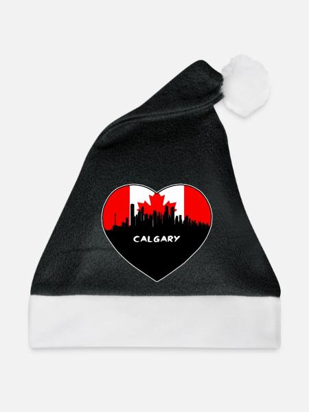 Calgary Kanada Flagge Skyline Reise Souvenir - Weihnachtsmütze - Schwarz/Weiß - Vorne