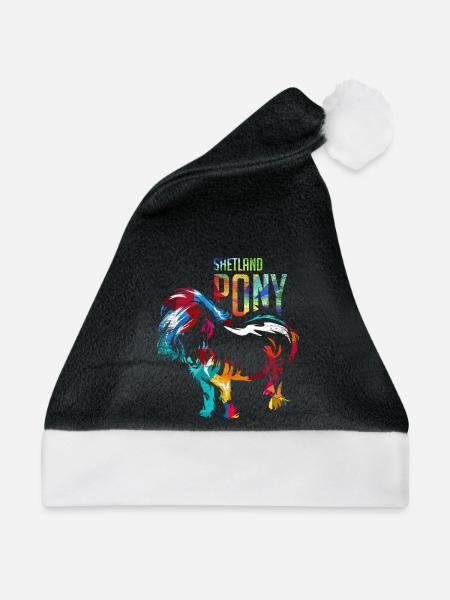 Zotteliges Shetlandpony Reitplatz - Weihnachtsmütze - Schwarz/Weiß - Vorne