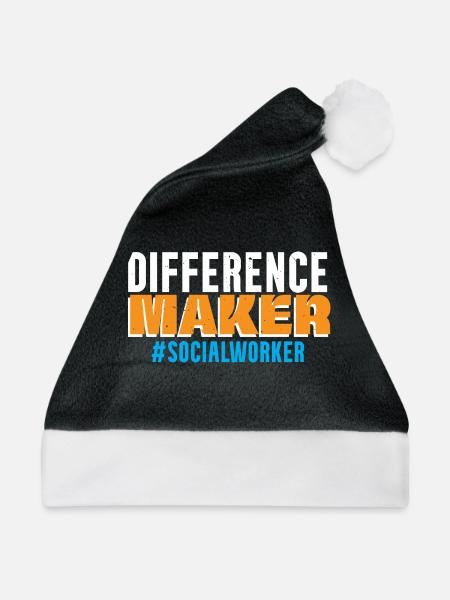 Difference Maker Sozialarbeiter Job Soziale Wohlfa - Weihnachtsmütze - Schwarz/Weiß - Vorne