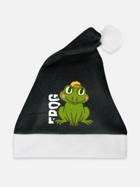 Quakender Laubfrosch Teichbewohner - Weihnachtsmütze - Schwarz/Weiß - Vorne