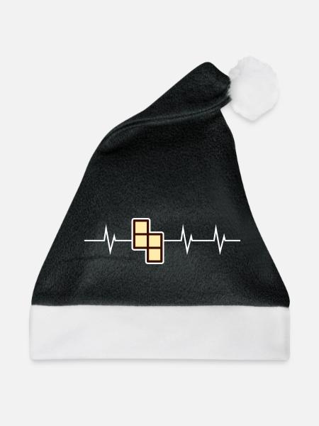 I love Retro Gaming - Block Edition - Weihnachtsmütze - Schwarz/Weiß - Vorne