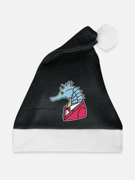Distinguiertes Seepferdchen Smoking - Weihnachtsmütze - Schwarz/Weiß