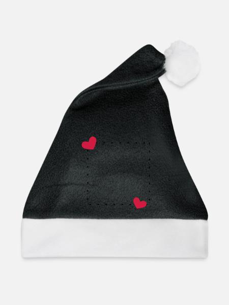 Herz Rahmen Ornament Linie - Weihnachtsmütze - Schwarz/Weiß - Vorne