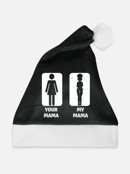 Your Mama My Mama Polizeibeamter Rechtsdurchsetzun - Weihnachtsmütze - Schwarz/Weiß - Vorne