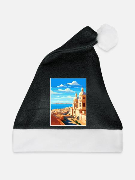 Cádiz Spanien Vintage Reiseposter WPA Souvenir - Weihnachtsmütze - Schwarz/Weiß - Vorne