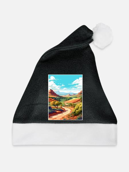 Mount Scott Texas Vintage Reiseposter Souvenir - Weihnachtsmütze - Schwarz/Weiß - Vorne