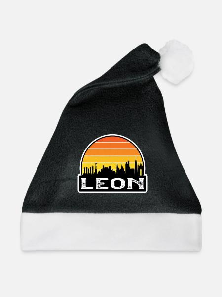Leon Mexiko Flagge Skyline Reise-Souvenir - Weihnachtsmütze - Schwarz/Weiß