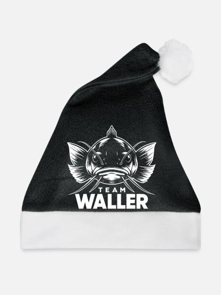 Team Waller Wels Welsfischen Sportfischen - Weihnachtsmütze - Schwarz/Weiß - Vorne
