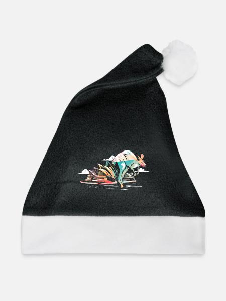 Springendes Känguru Australien - Weihnachtsmütze - Schwarz/Weiß