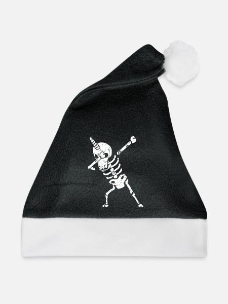 Dabbing Skelett Einhorn - Weihnachtsmütze - Schwarz/Weiß